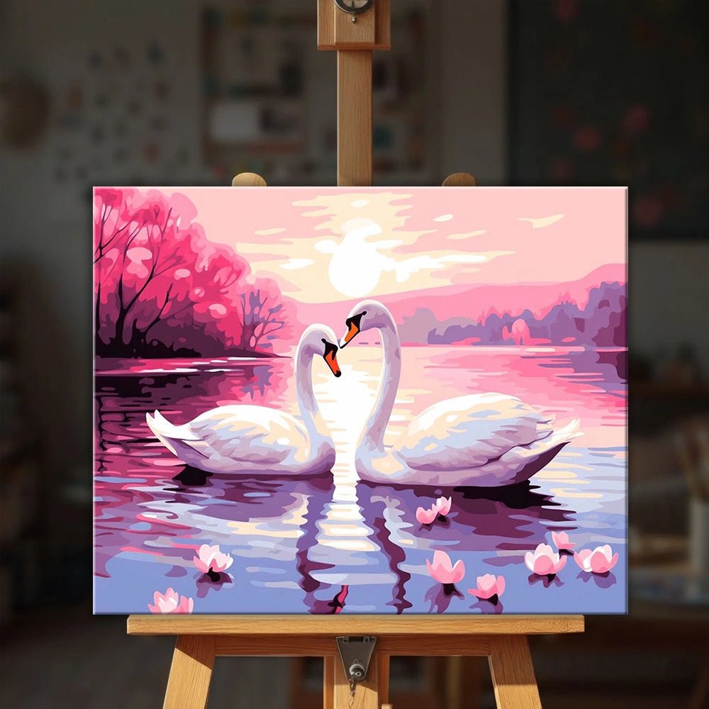 Swans in Love paint by numbers kit