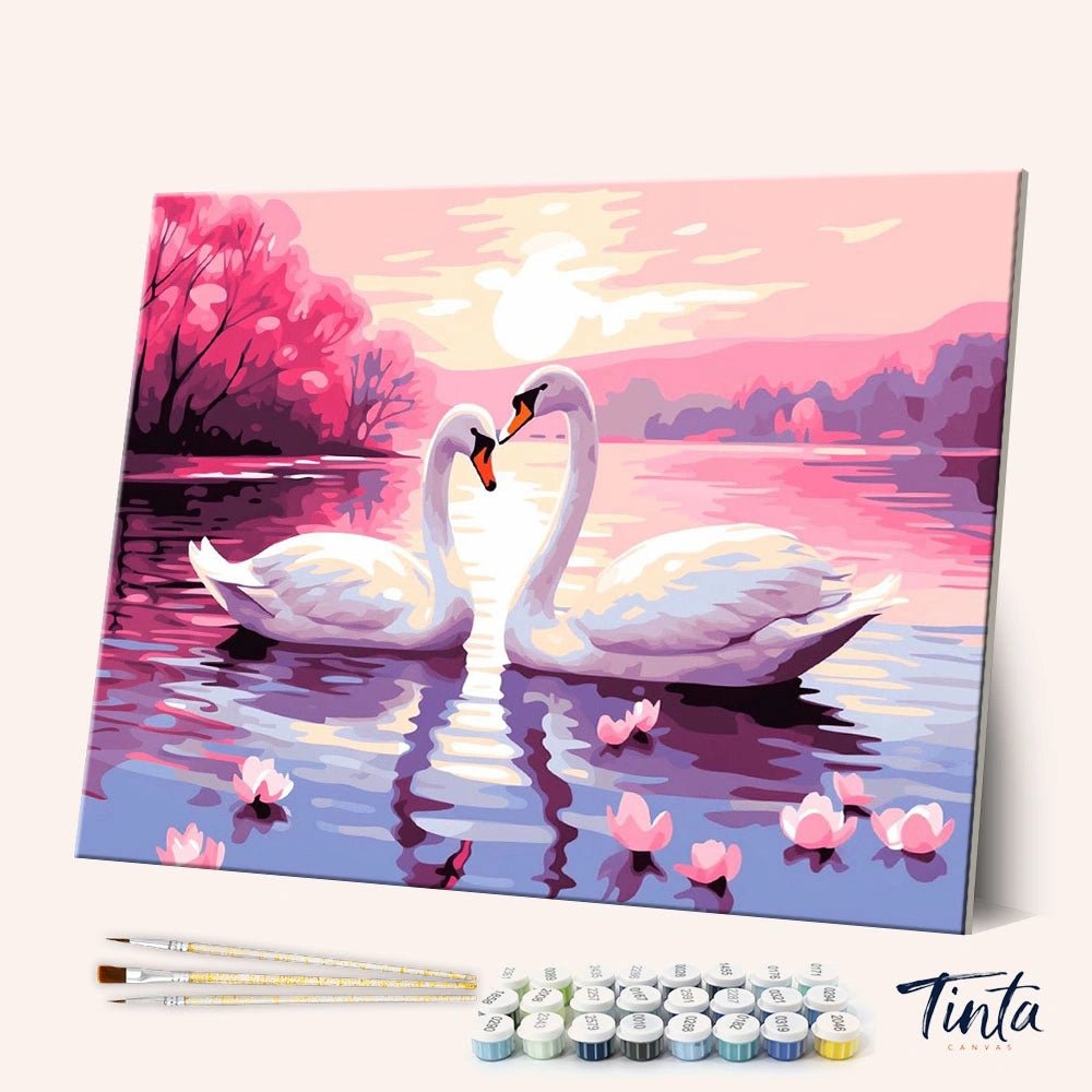 Swans in Love paint by numbers kit