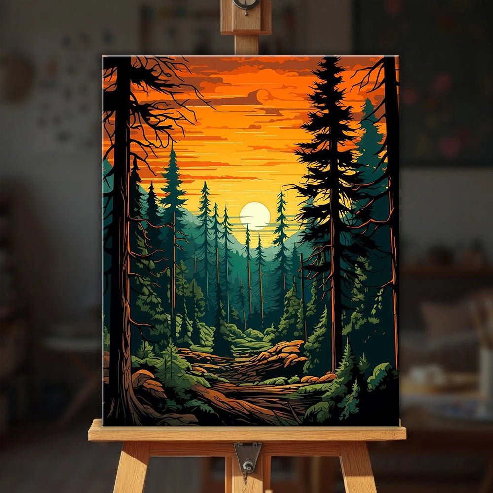 Tall Trees Forest paint by numbers kit