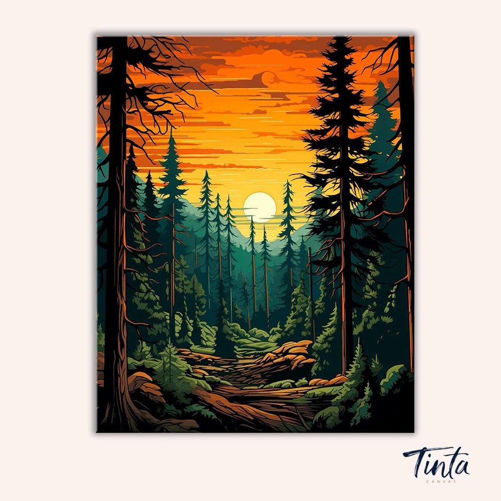 Tall Trees Forest paint by numbers kit