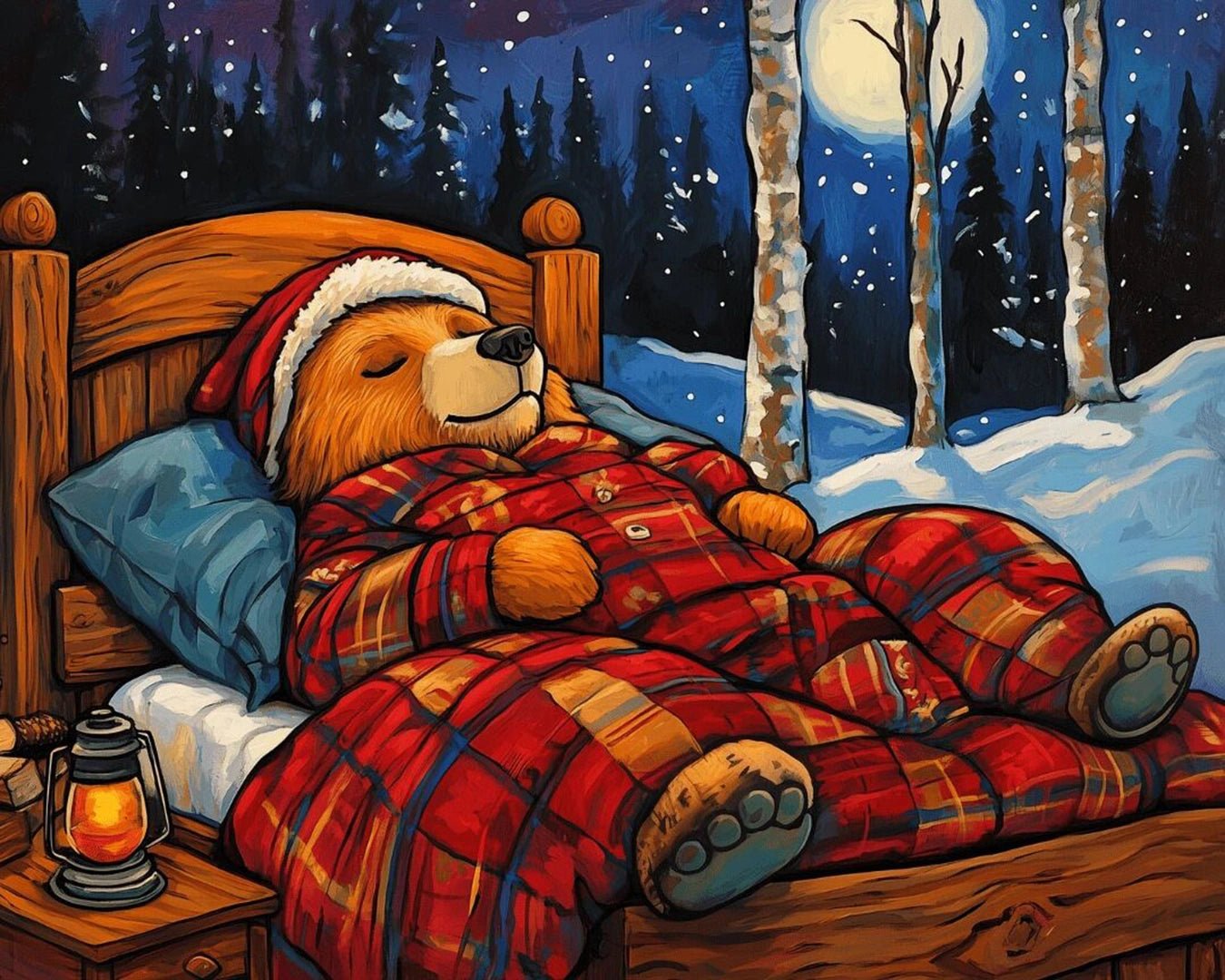 Moonlit Winter Bear paint by numbers kit