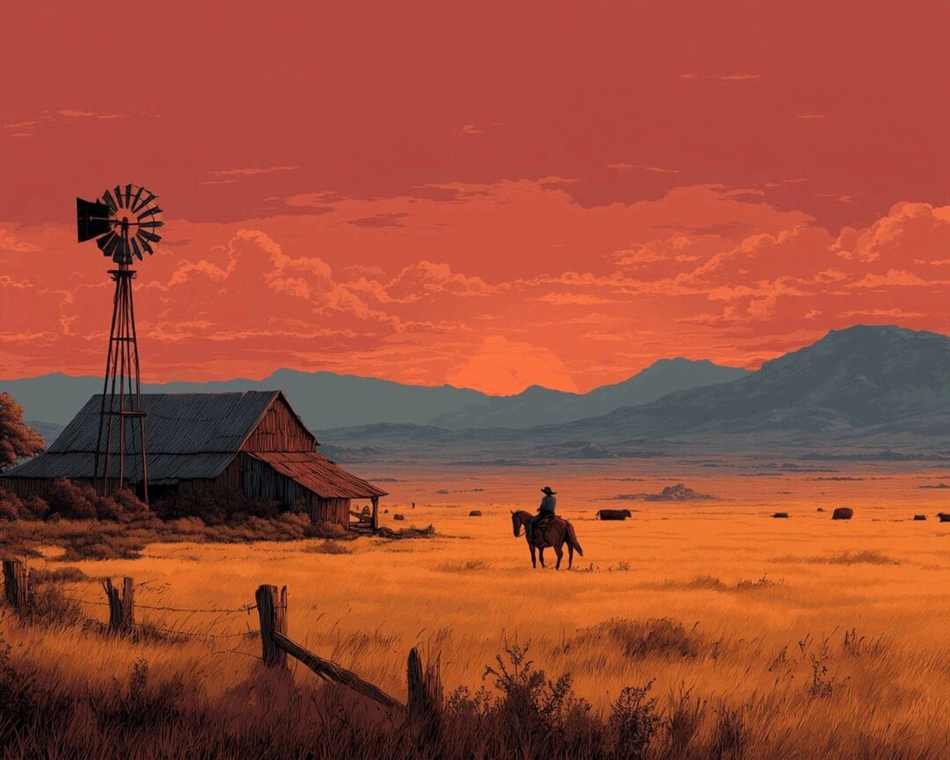 Texas Prairie Sunset paint by numbers kit