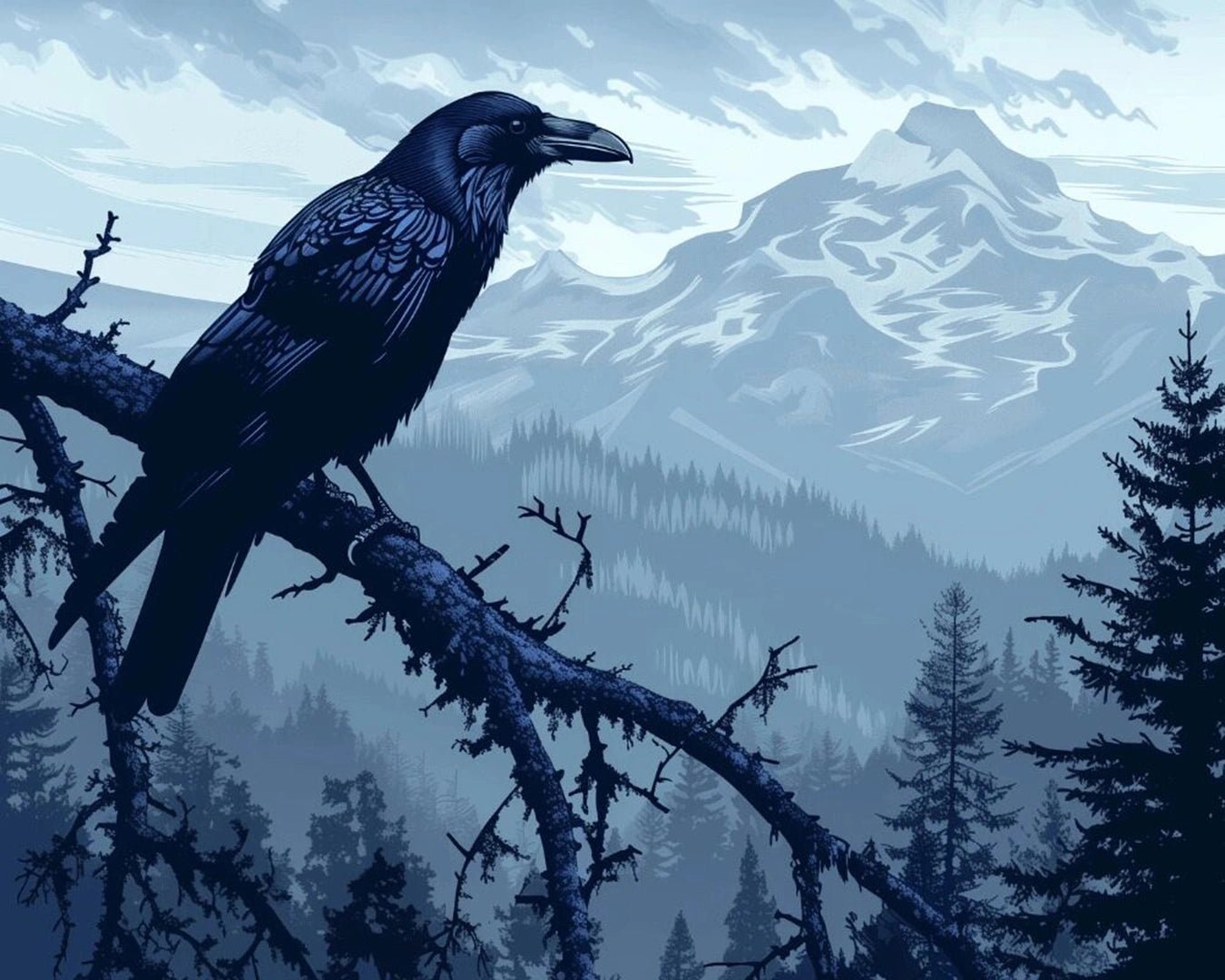 Mountain Raven paint by numbers kit