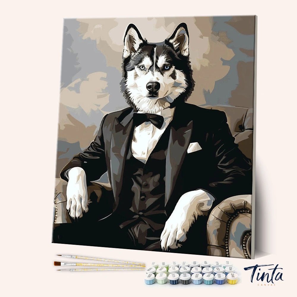 The Distinguished Husky paint by numbers kit