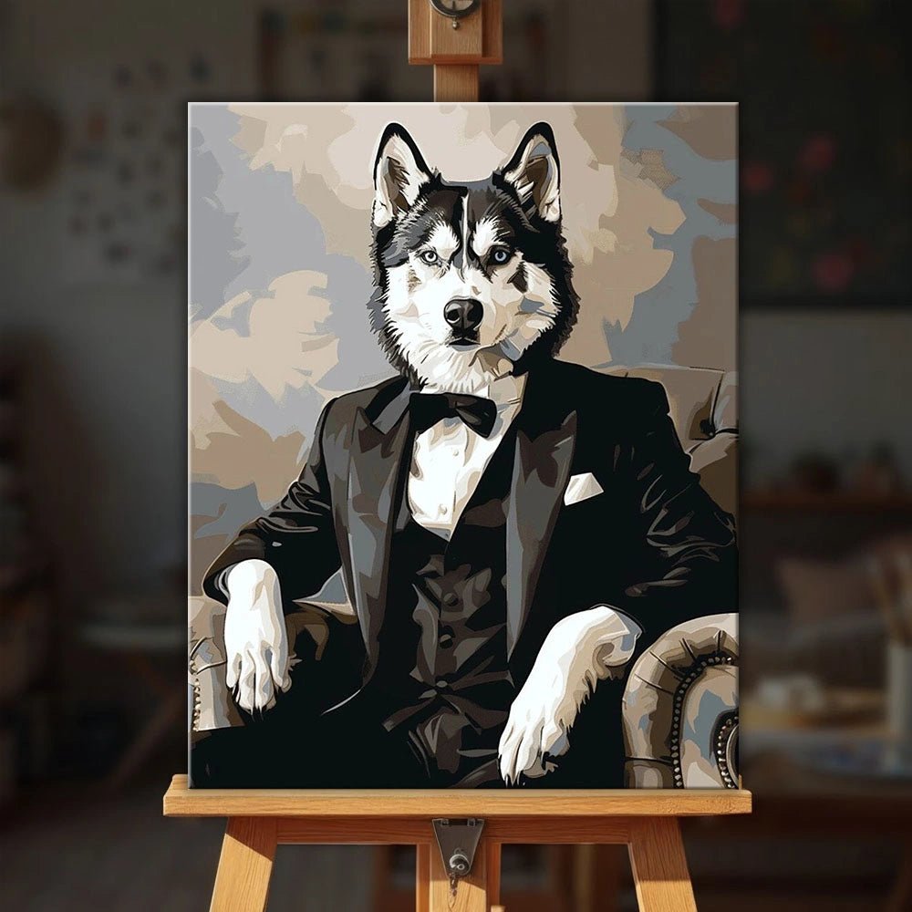 The Distinguished Husky paint by numbers kit