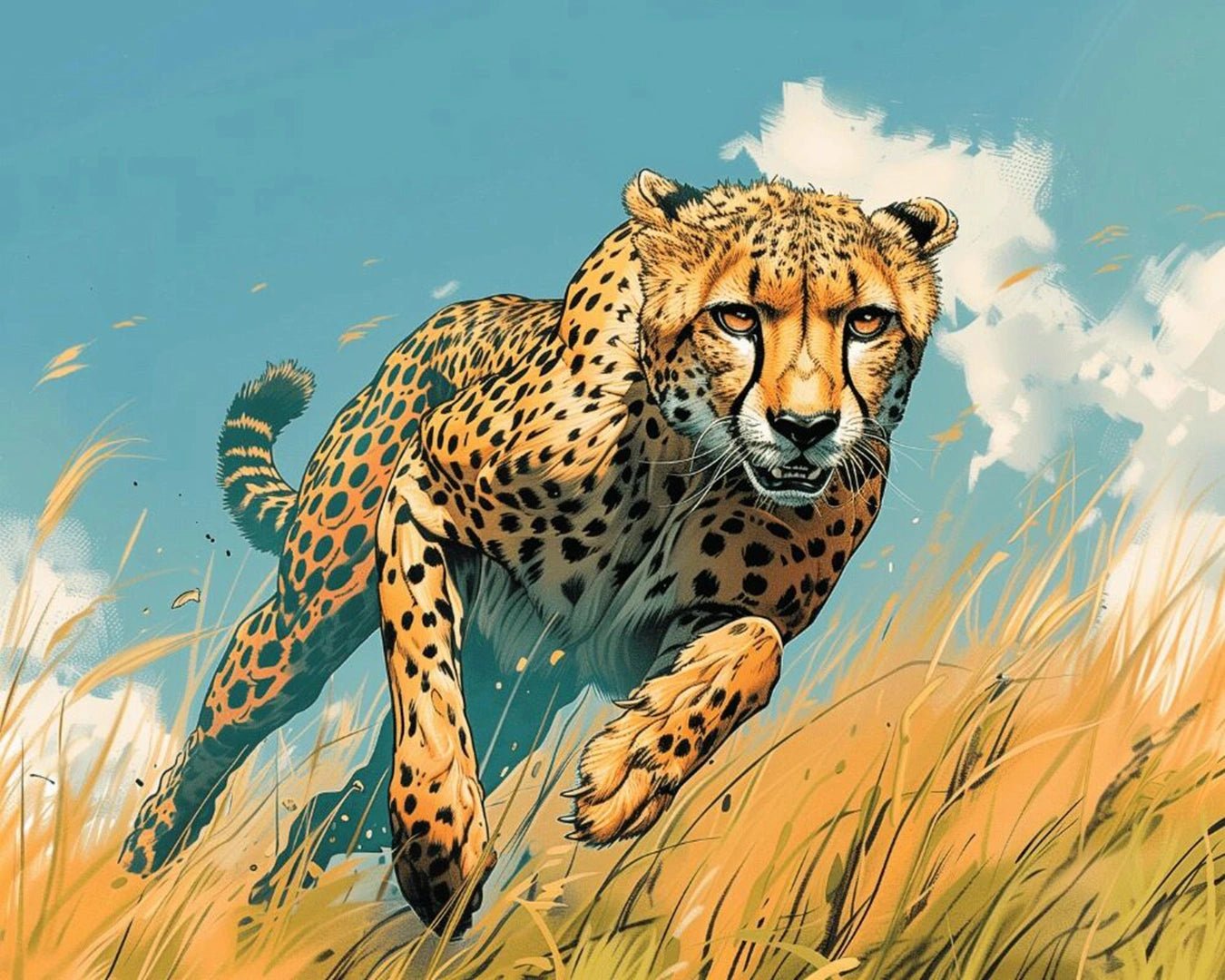Running Cheetah paint by numbers kit