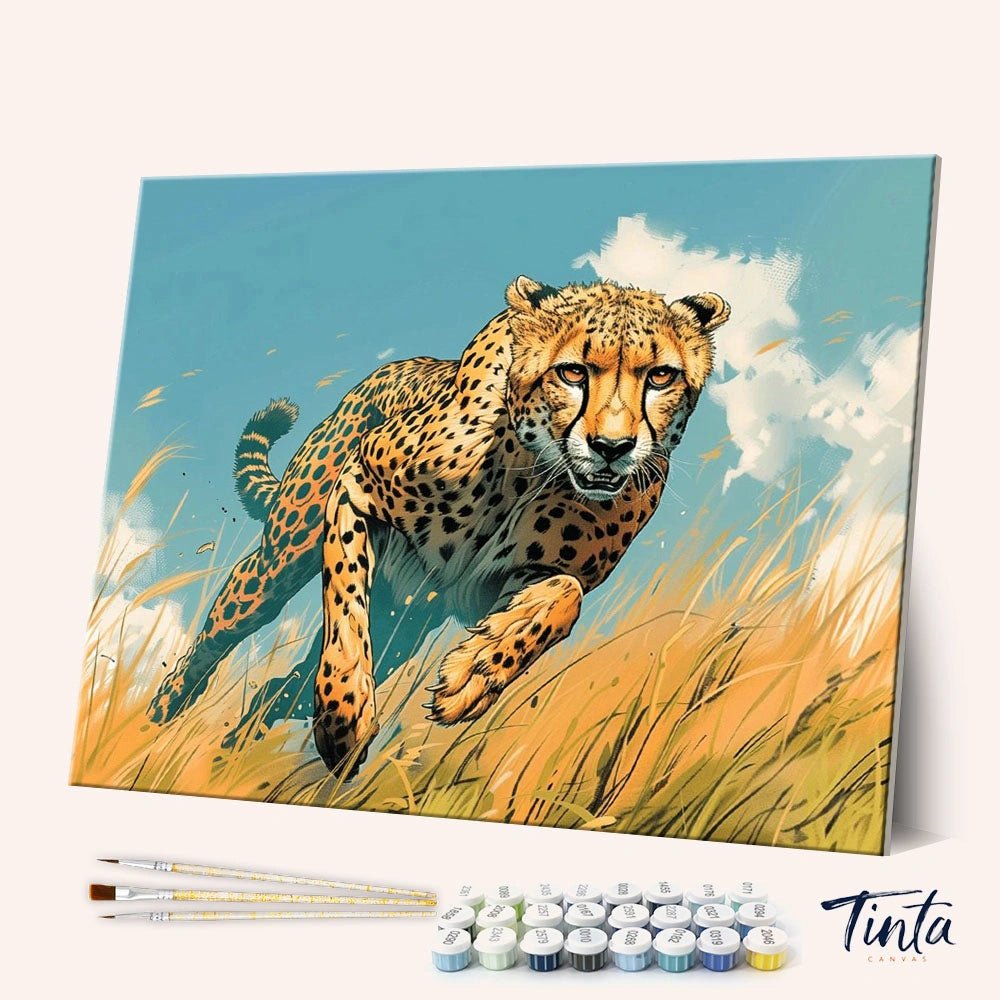 Running Cheetah paint by numbers kit