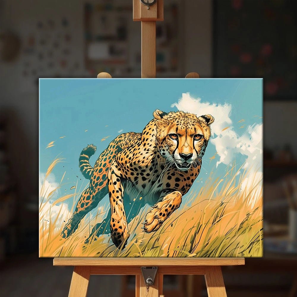 Running Cheetah paint by numbers kit