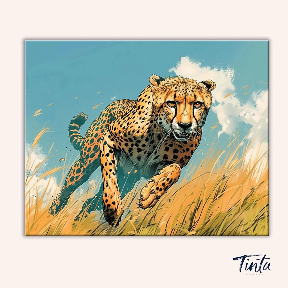 Running Cheetah paint by numbers kit