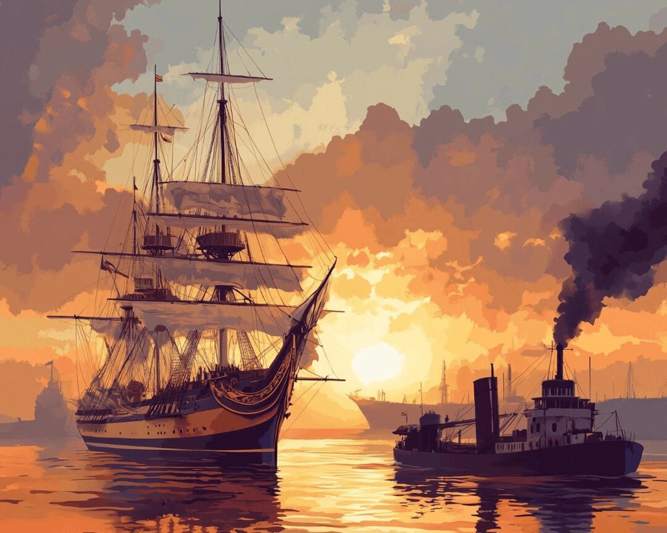 Harbor at Sunset paint by numbers kit