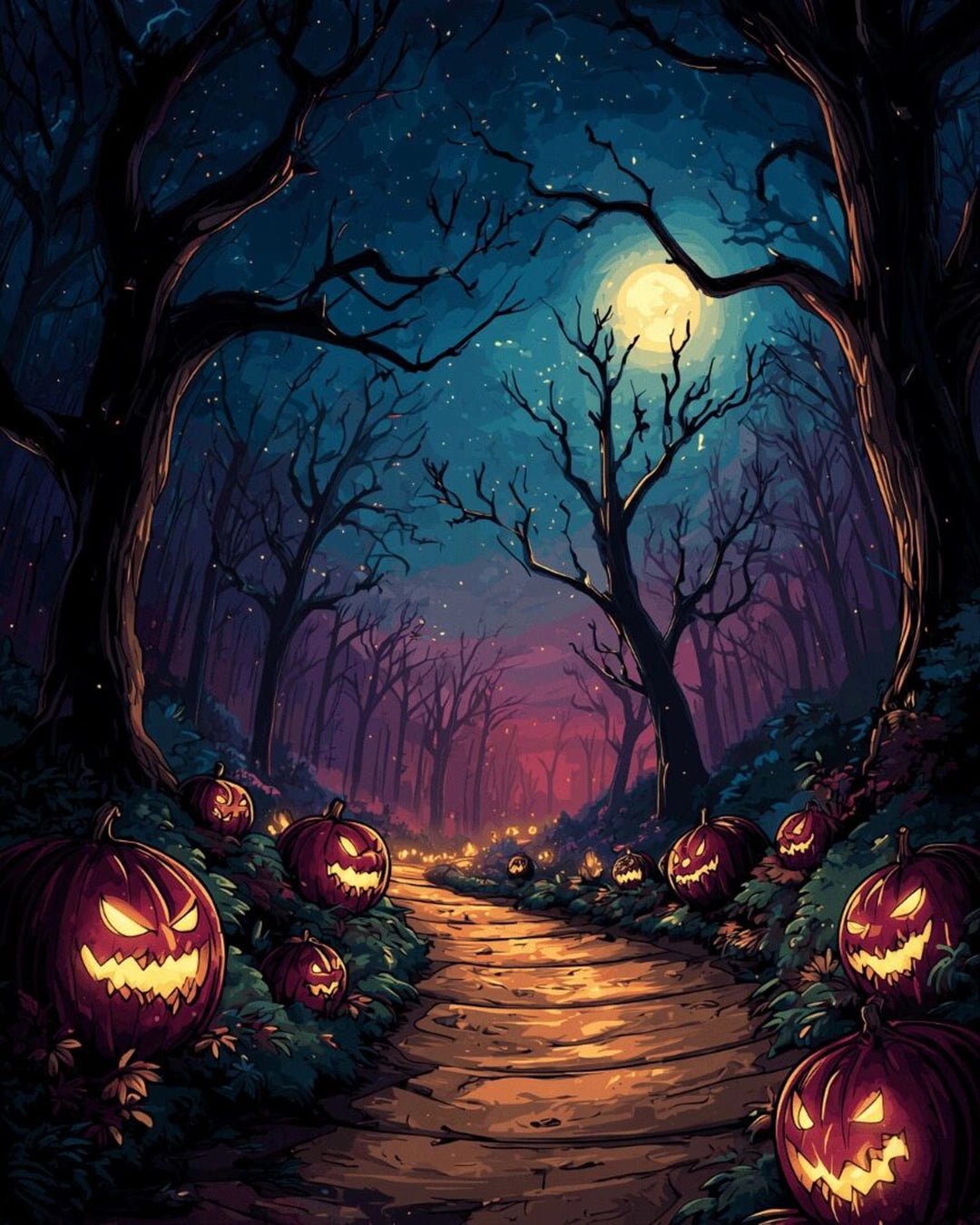 The Road to Halloween paint by numbers kit