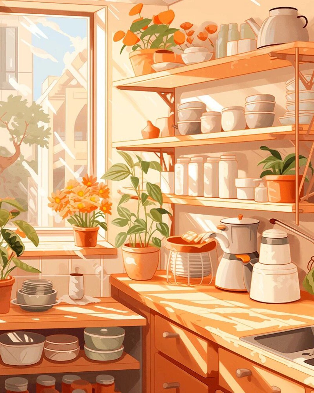 Morning in the Kitchen paint by numbers kit