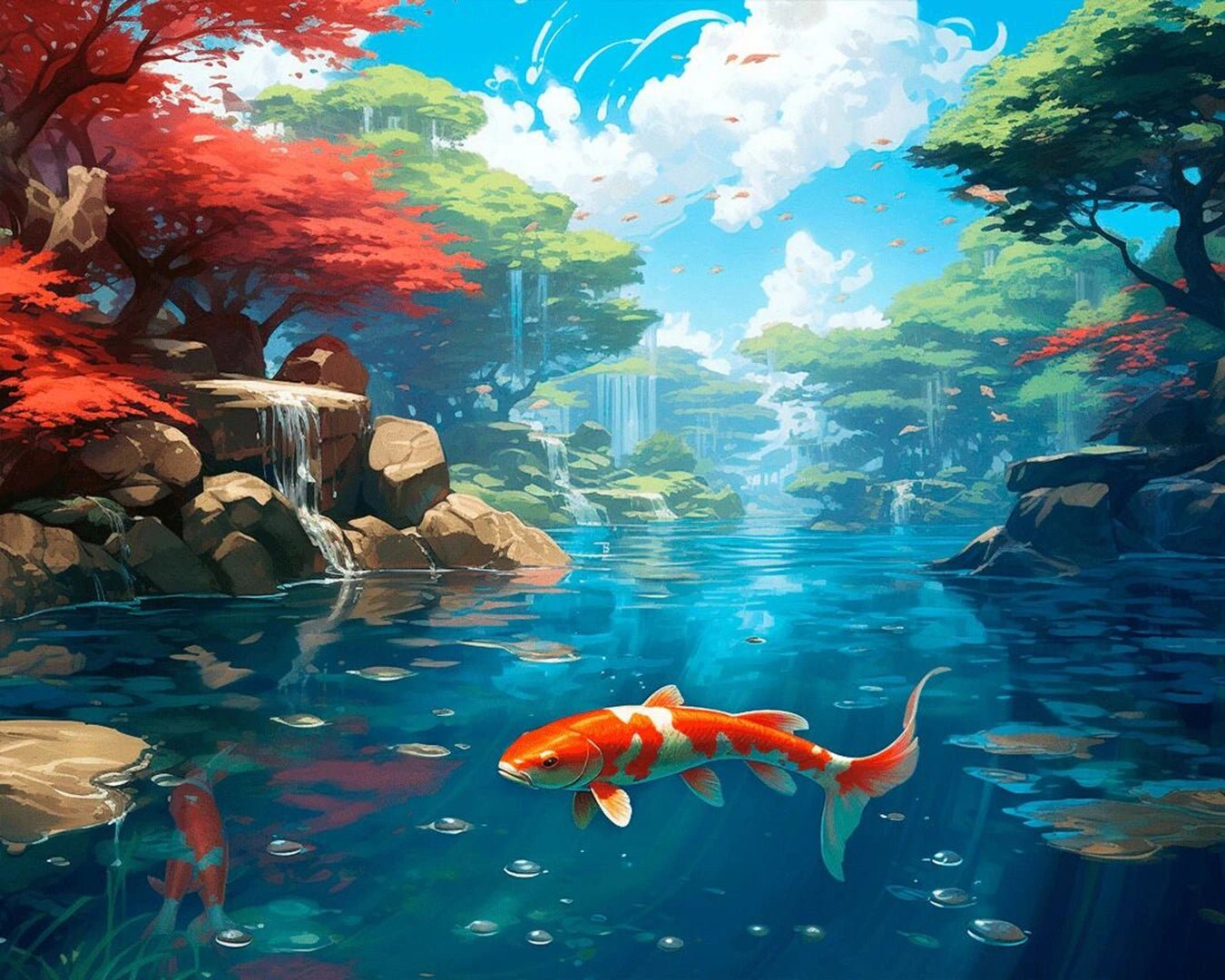 Koi Garden Depths paint by numbers kit