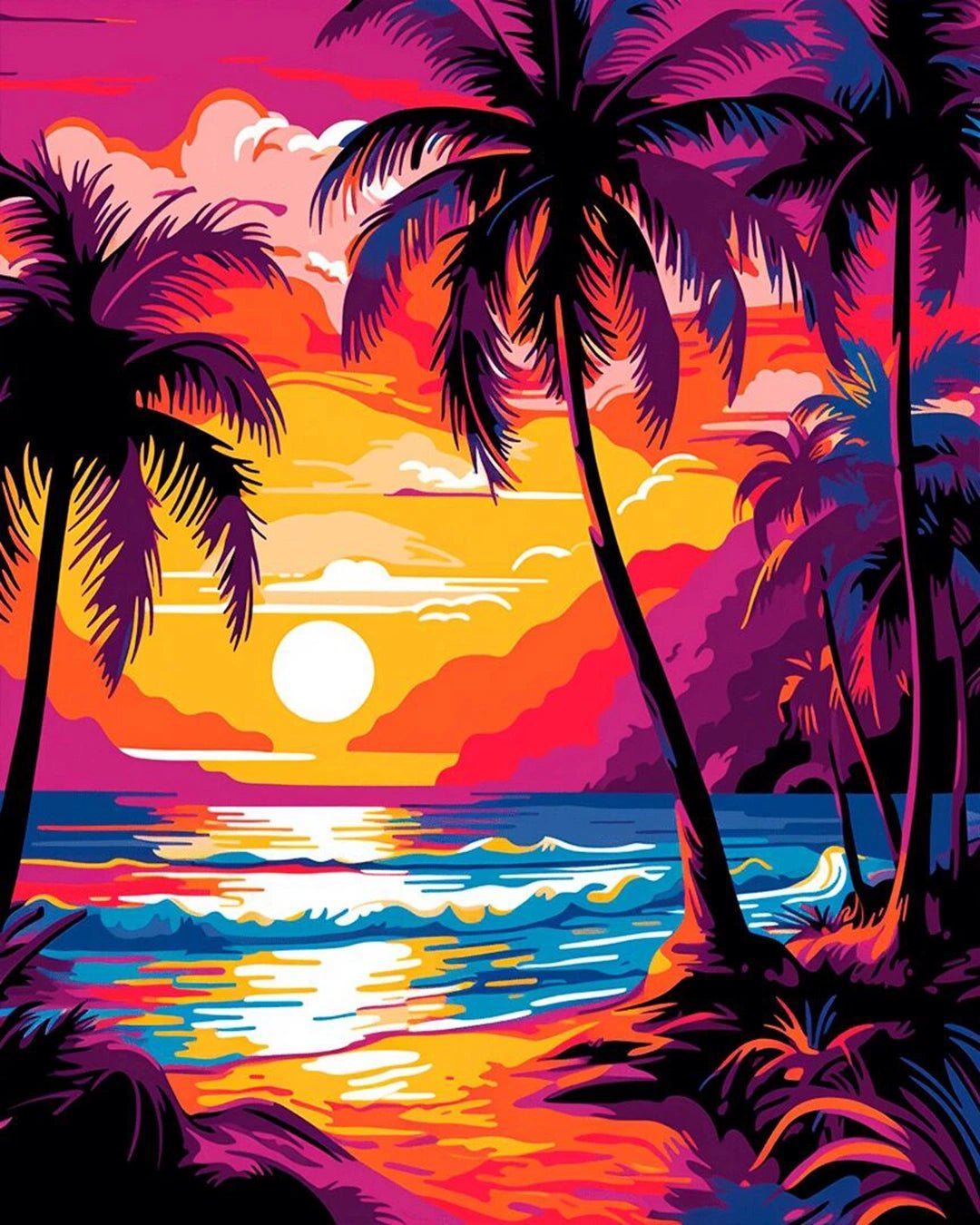 Tropical Sunset Escape paint by numbers kit
