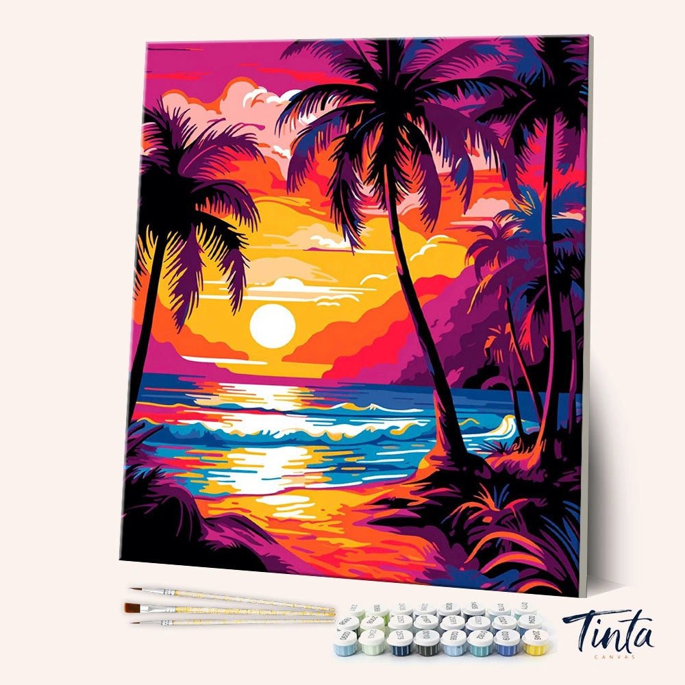 Tropical Sunset Escape paint by numbers kit