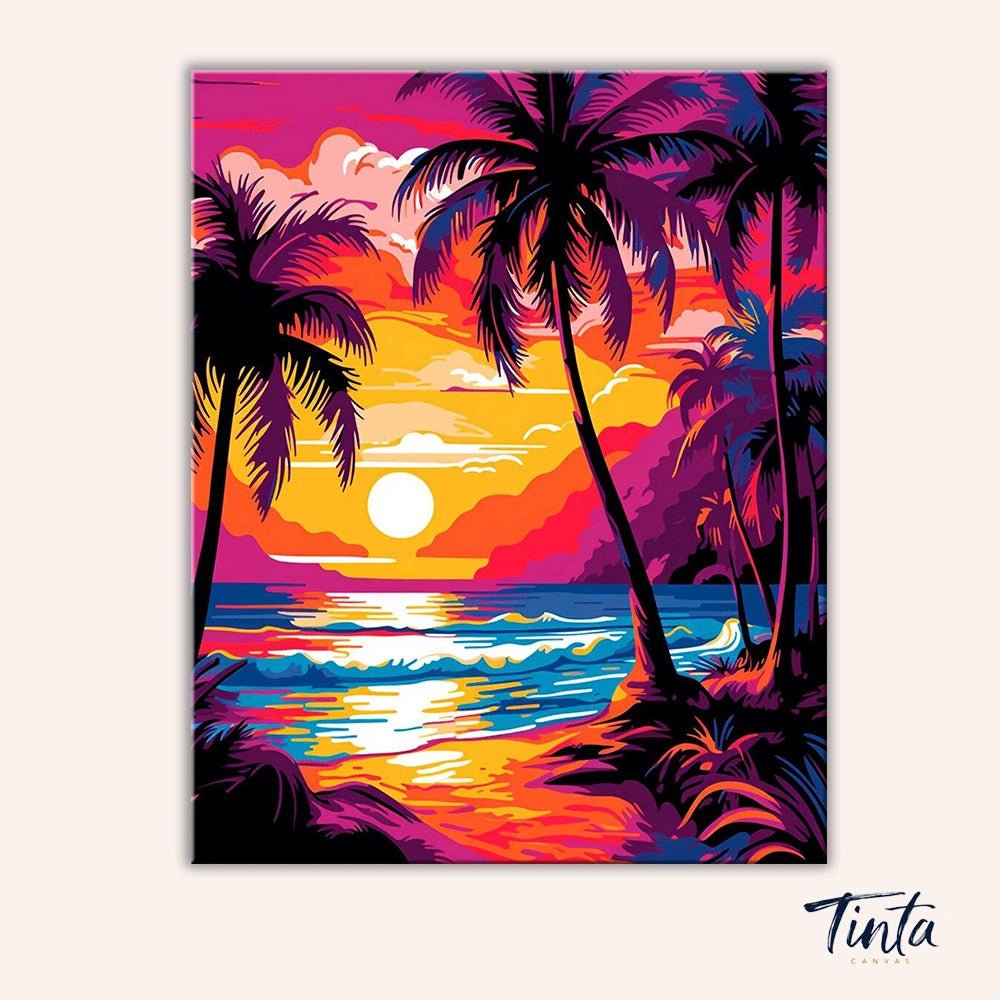 Tropical Sunset Escape paint by numbers kit