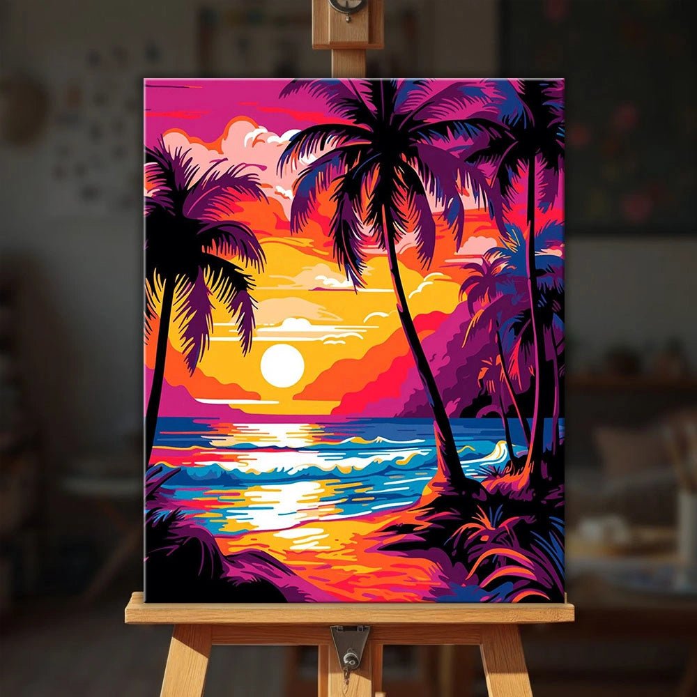 Tropical Sunset Escape paint by numbers kit
