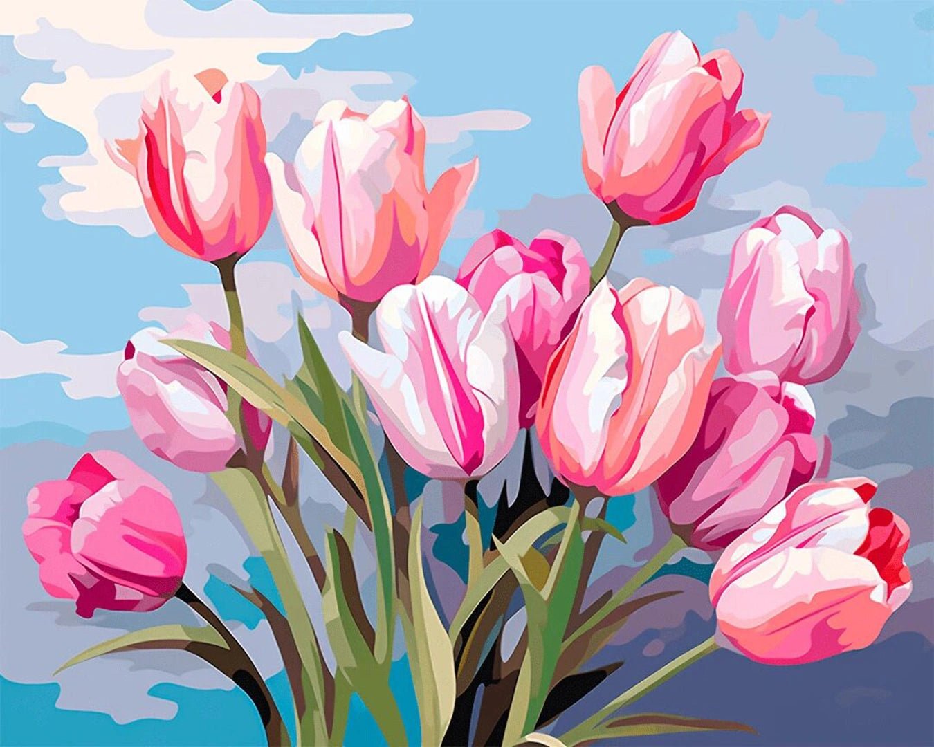 Blushing Tulips paint by numbers kit