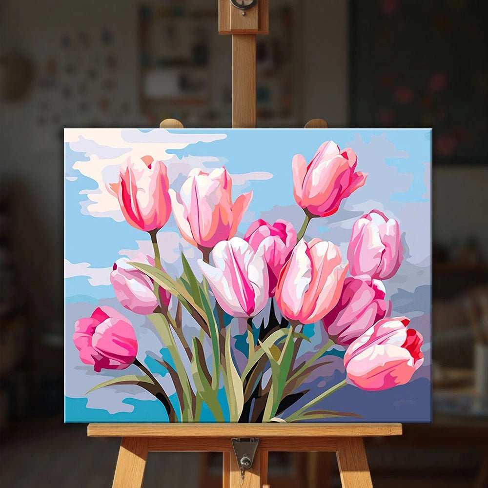 Blushing Tulips paint by numbers kit