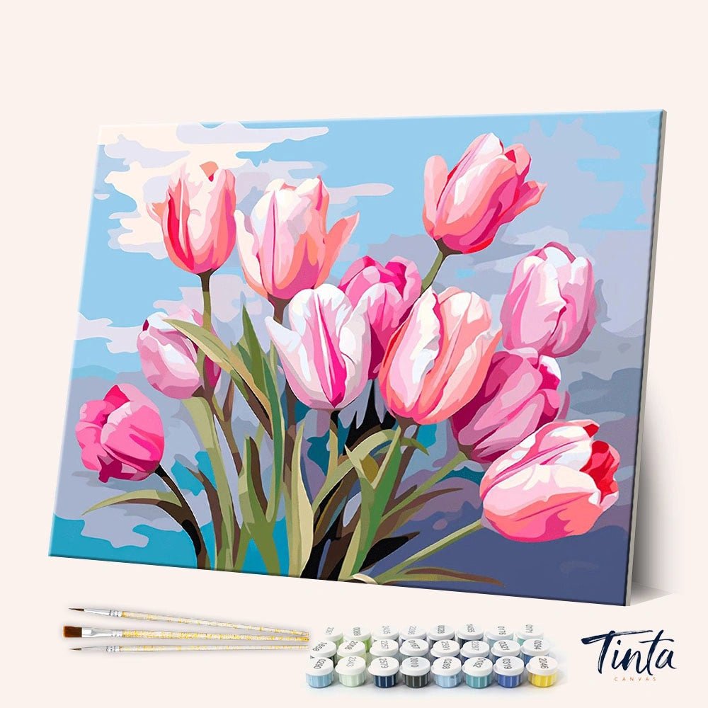 Blushing Tulips paint by numbers kit