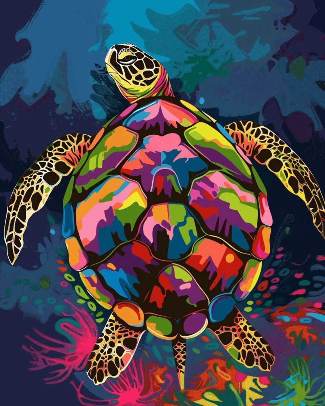 Ocean Mosaic Turtle paint by numbers kit