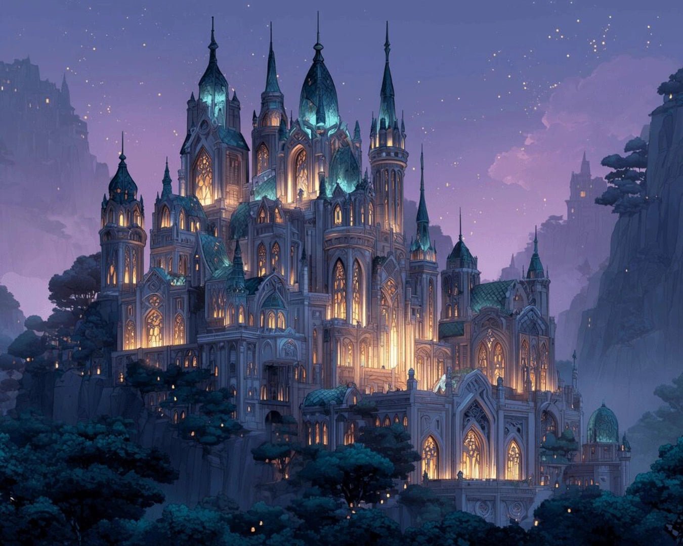 Celestial Twilight Castle paint by numbers kit