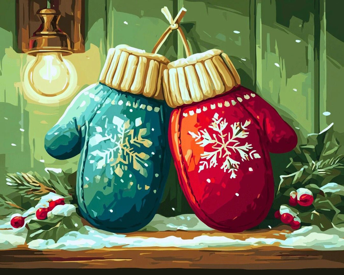 Winter Warmth Mittens paint by numbers kit