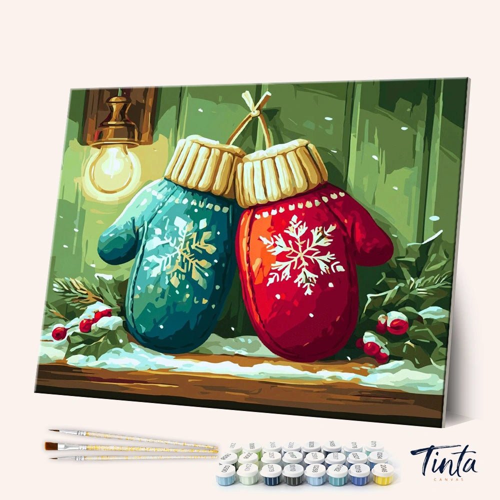 Winter Warmth Mittens paint by numbers kit