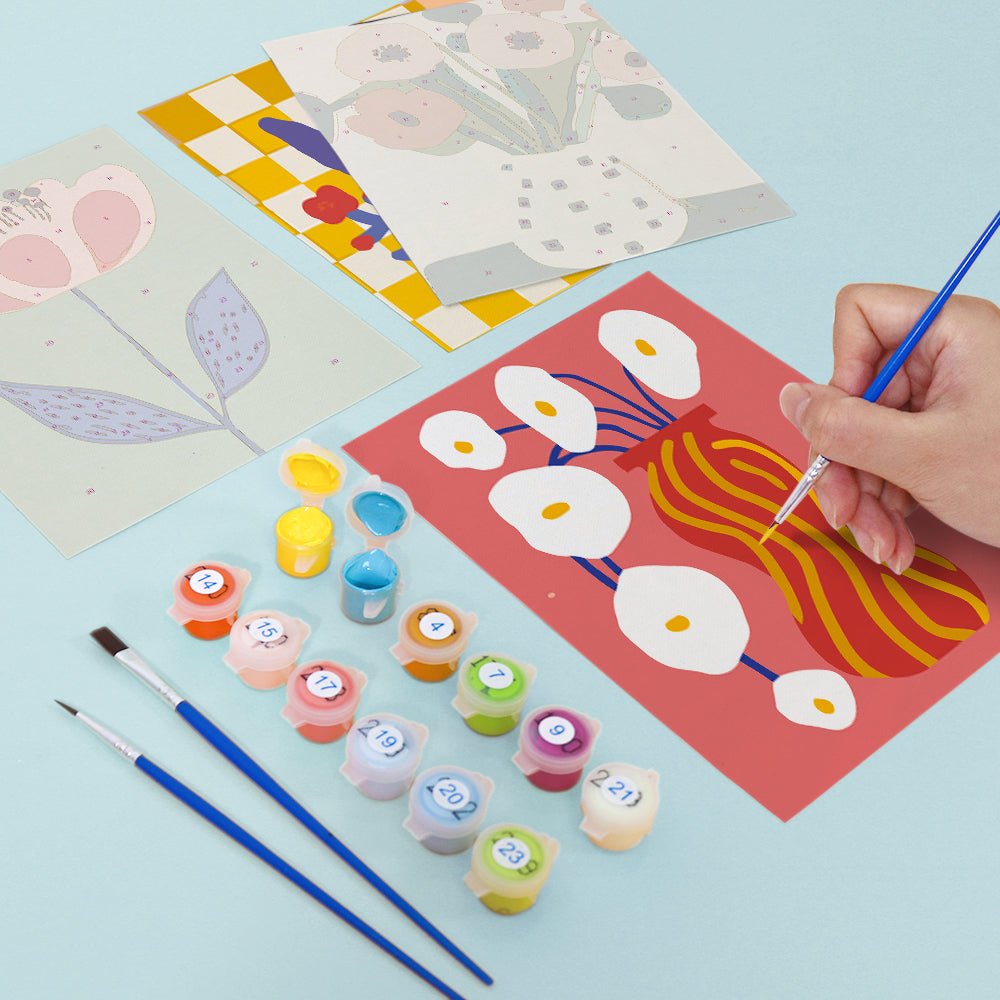 Modern Bloom Gallery - Mini Paint by Numbers Kit (6 Pieces) paint by numbers kit