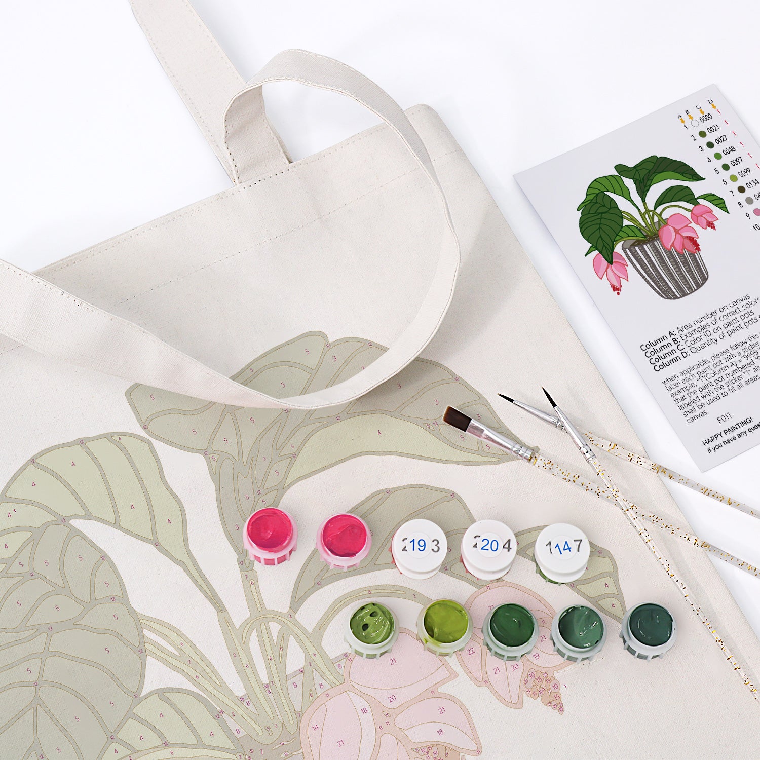 Blush Bloom Carry Bag paint by numbers kit
