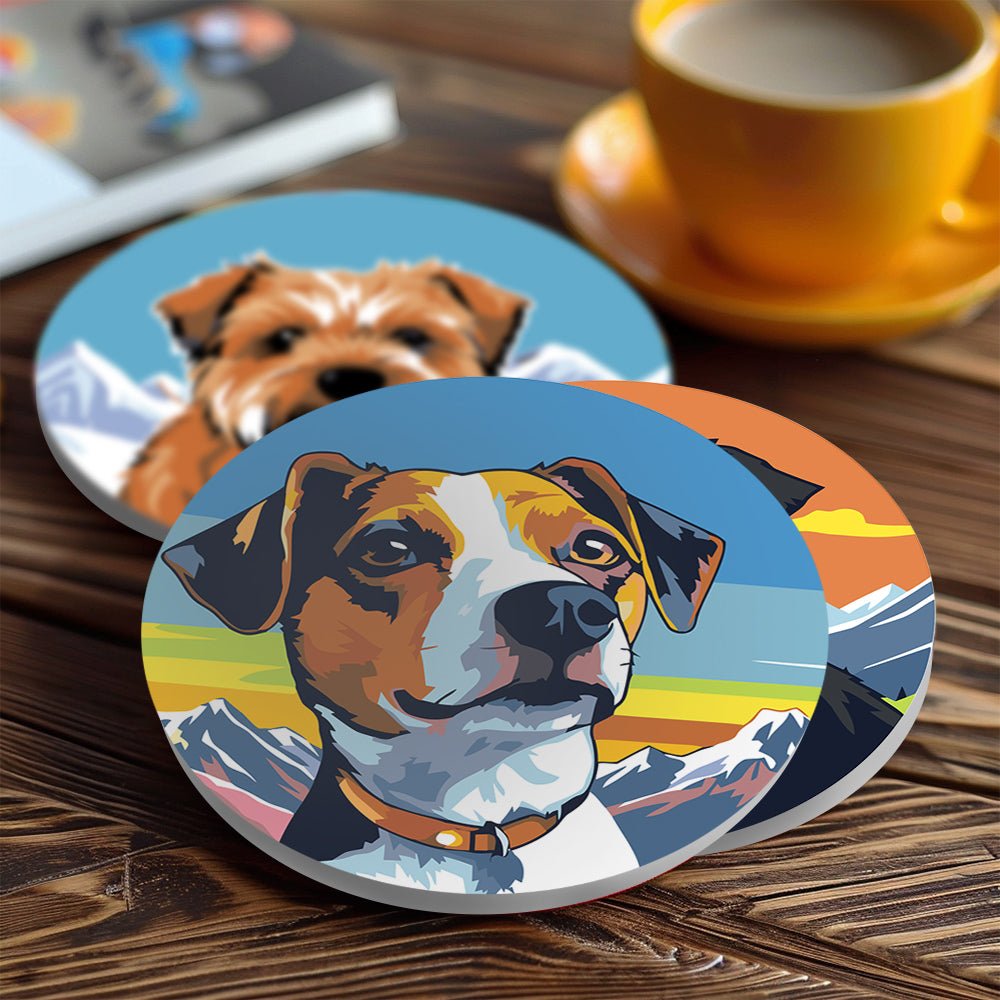 Happy Mountain Dogs - Coasters Paint by Numbers Kit (6 Pieces) paint by numbers kit