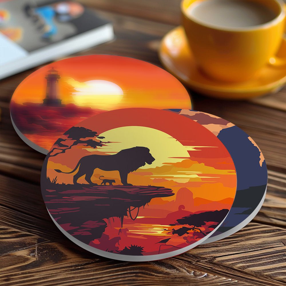 Sunset Landscape Silhouettes - Coasters Paint by Numbers Kit (6 Pieces) paint by numbers kit