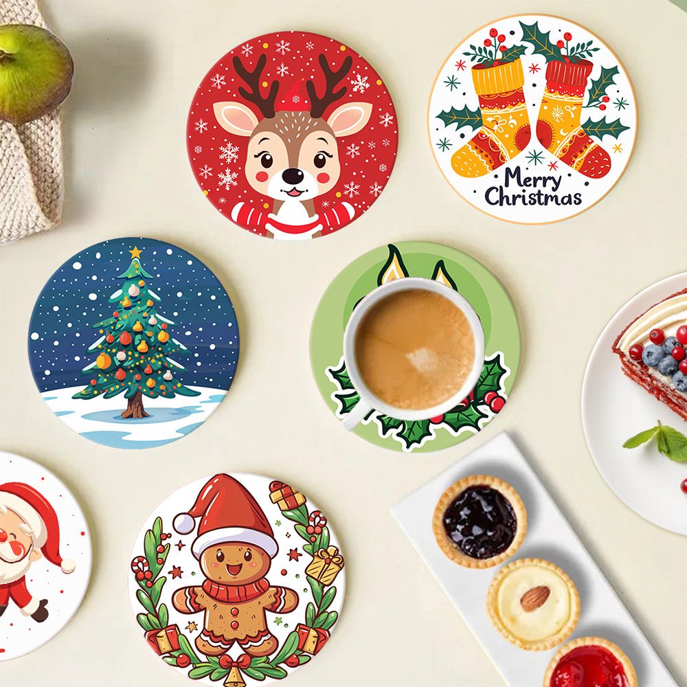 Christmas Holiday Joy - Coasters Paint by Numbers Kit (6 Pieces) paint by numbers kit