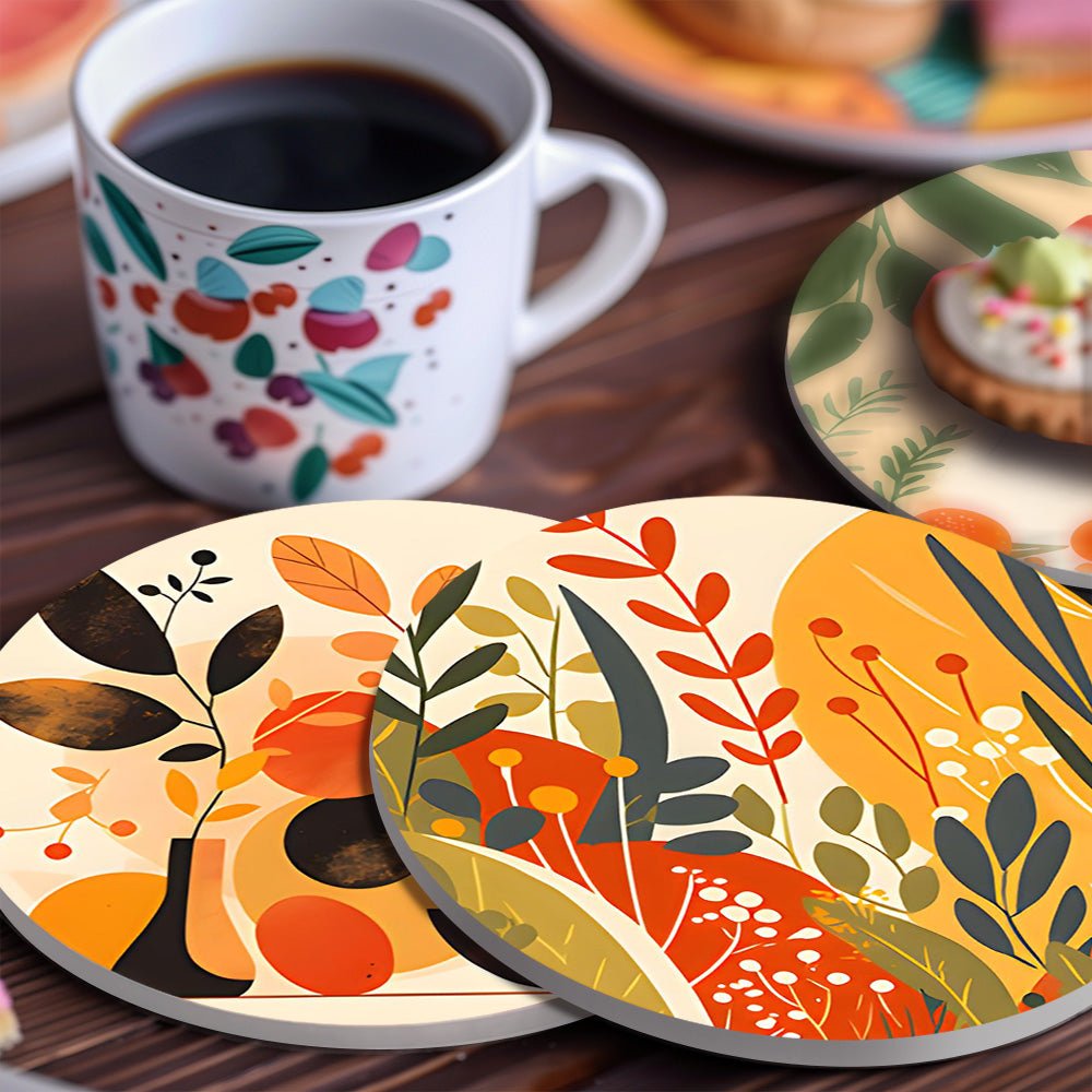 Modern Botanical Art - Coasters Paint by Numbers Kit (6 Pieces) paint by numbers kit