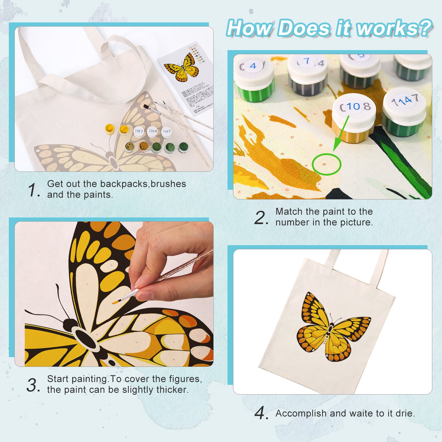 Monarch Butterfly Carry Bag paint by numbers kit