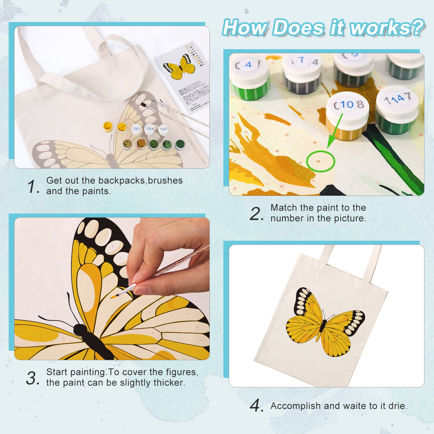 Sunrise Butterfly Carry Bag paint by numbers kit