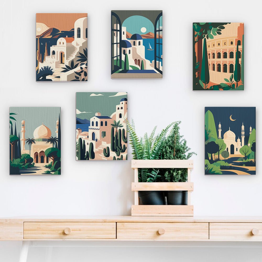 Mediterranean Archways - Mini Paint by Numbers Kit (6 Pieces) paint by numbers kit