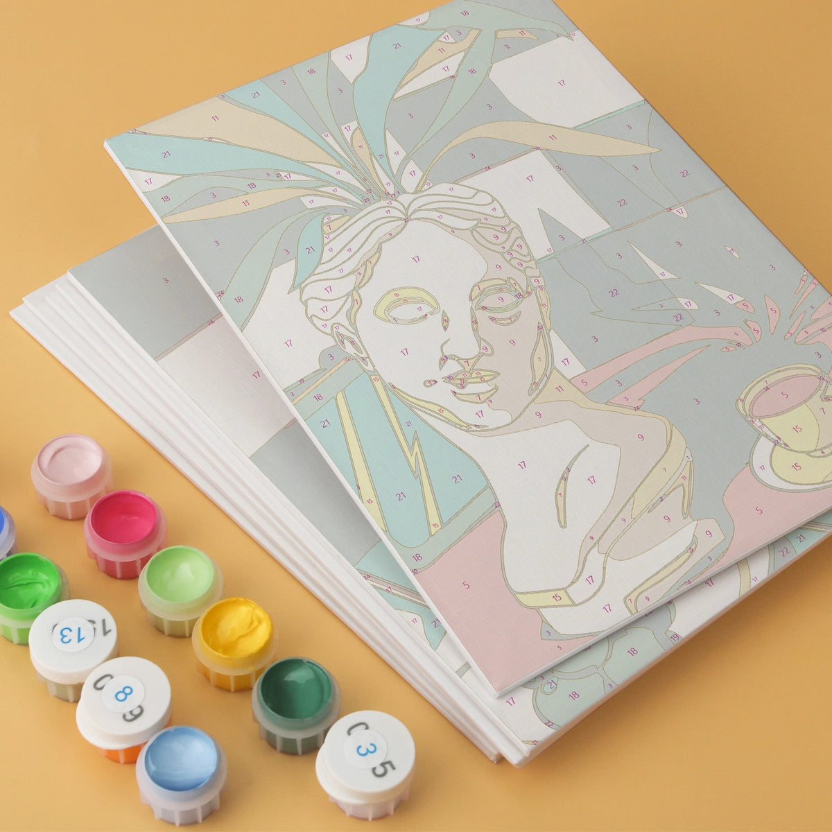 Retro Mediterranean Still Life - Mini Paint by Numbers (6 Pieces)