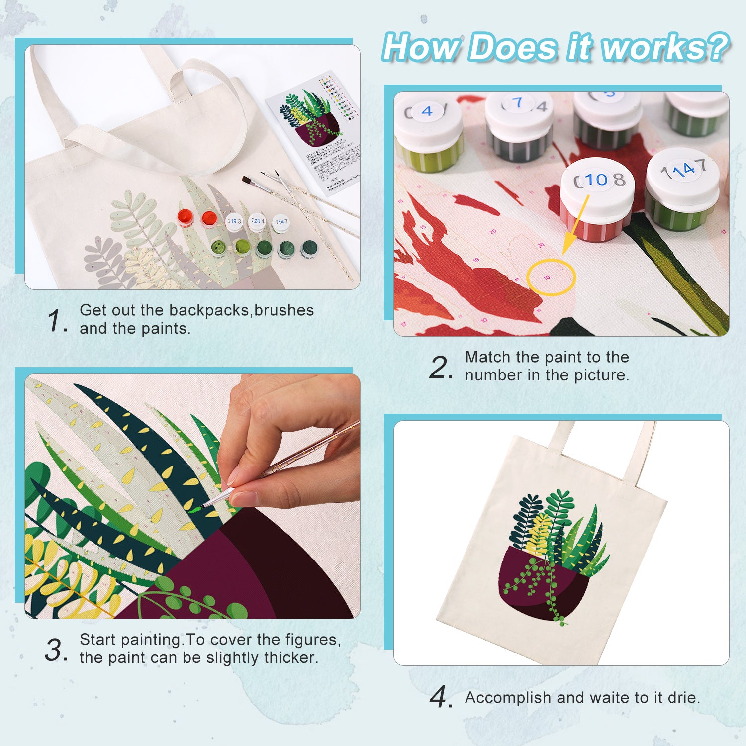 Urban Plant Carry Bag paint by numbers kit