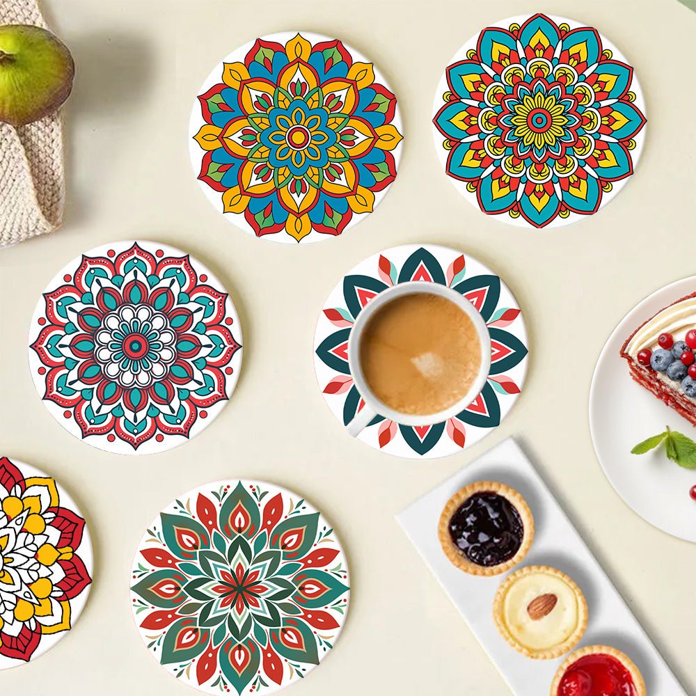 Colorful Mandala Patterns - Coasters Paint by Numbers Kit (6 Pieces) paint by numbers kit