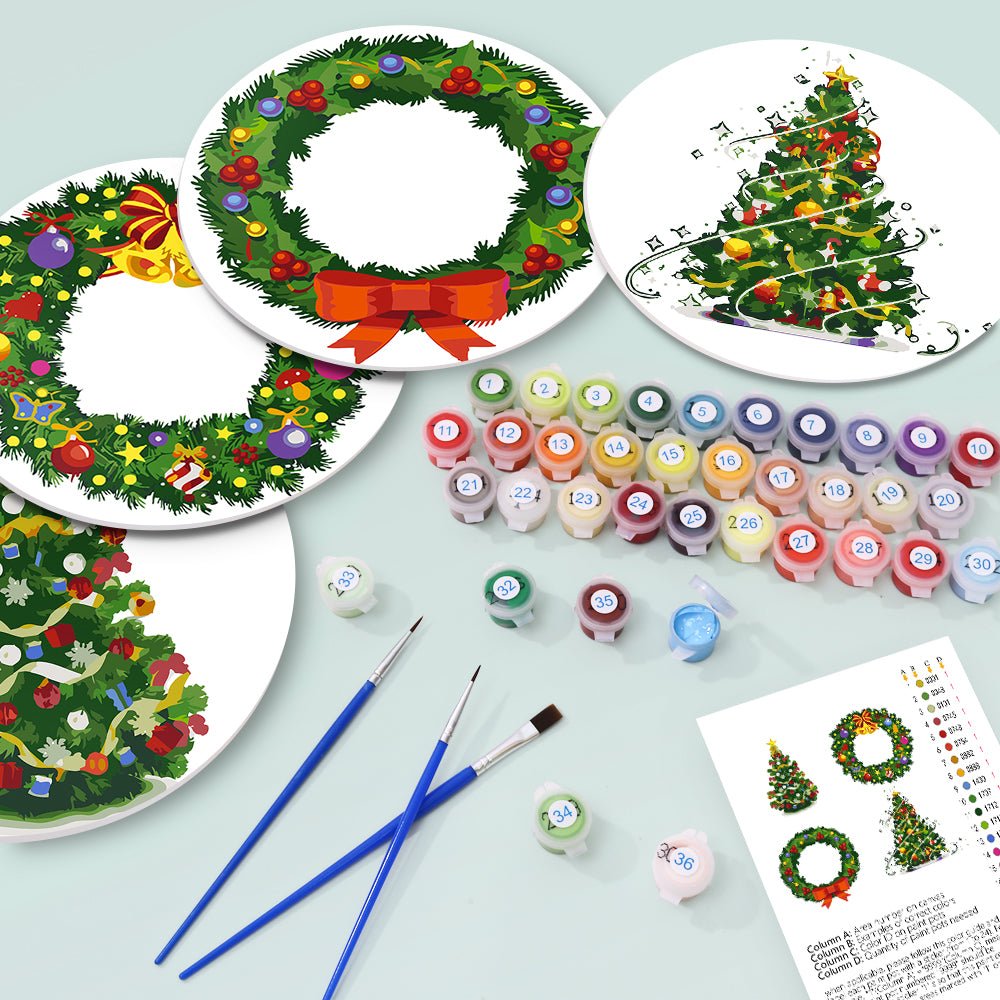 Evergreen Celebration (4 Pieces) paint by numbers kit