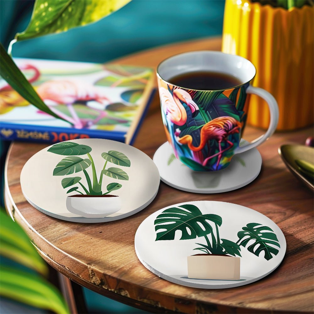 Indoor Green Plants - Coasters Paint by Numbers Kit (6 Pieces) paint by numbers kit