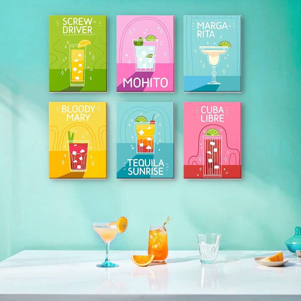 Cocktail Classics - Mini Paint by Numbers Kit (6 Pieces) paint by numbers kit