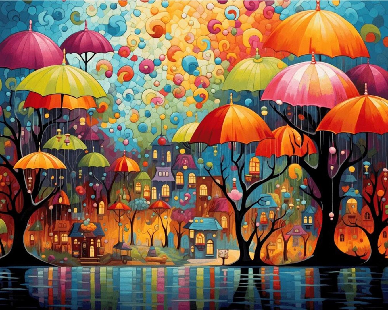 Umbrella Park paint by numbers kit