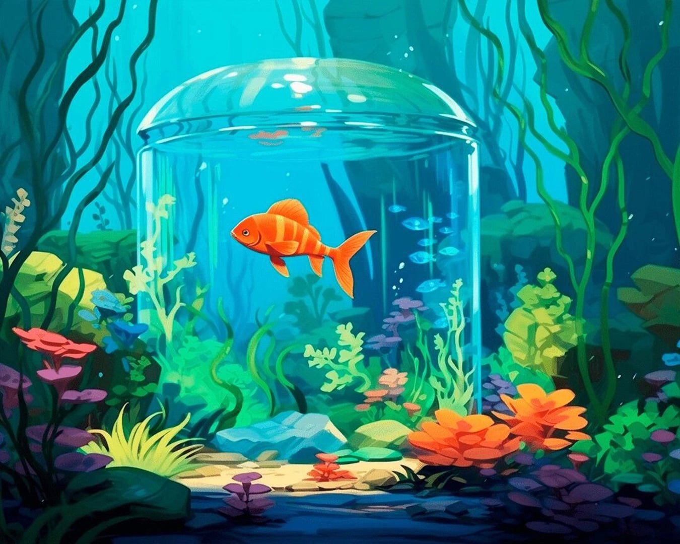 Underwater Fish Tank paint by numbers kit