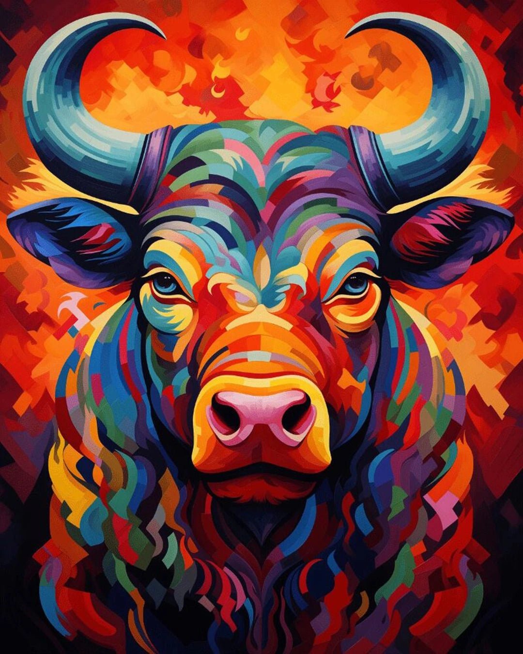 Vivid Bull Portrait paint by numbers kit