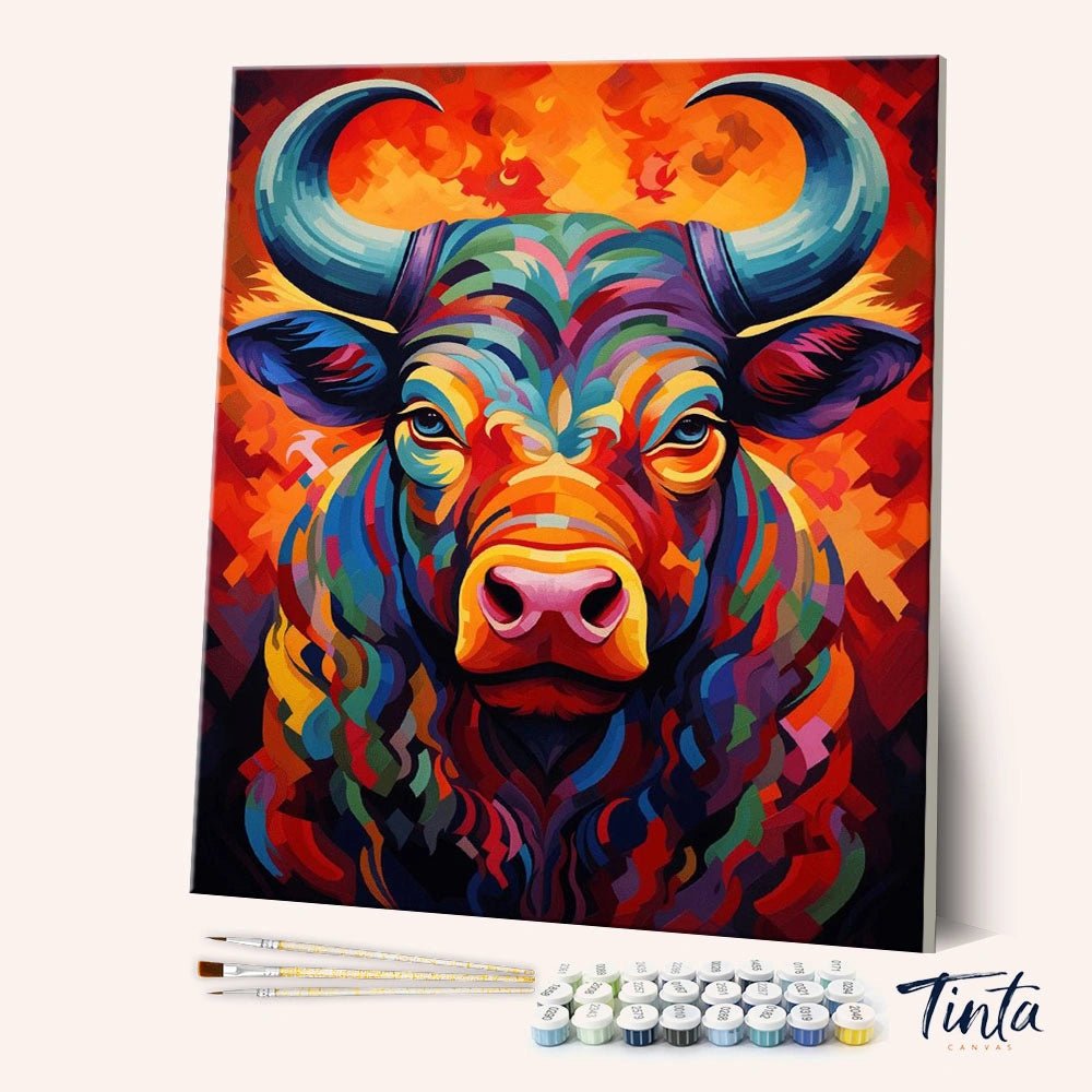 Vivid Bull Portrait paint by numbers kit