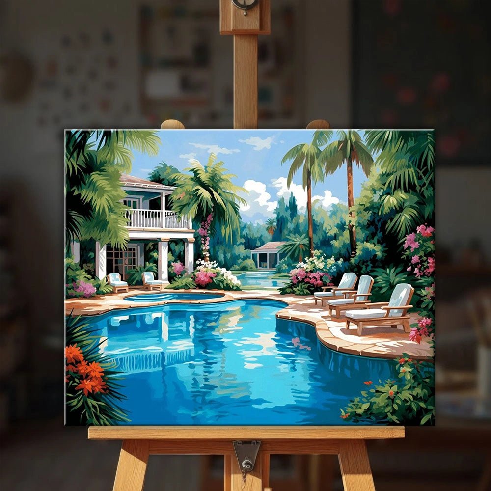Tropical Garden Pool paint by numbers kit