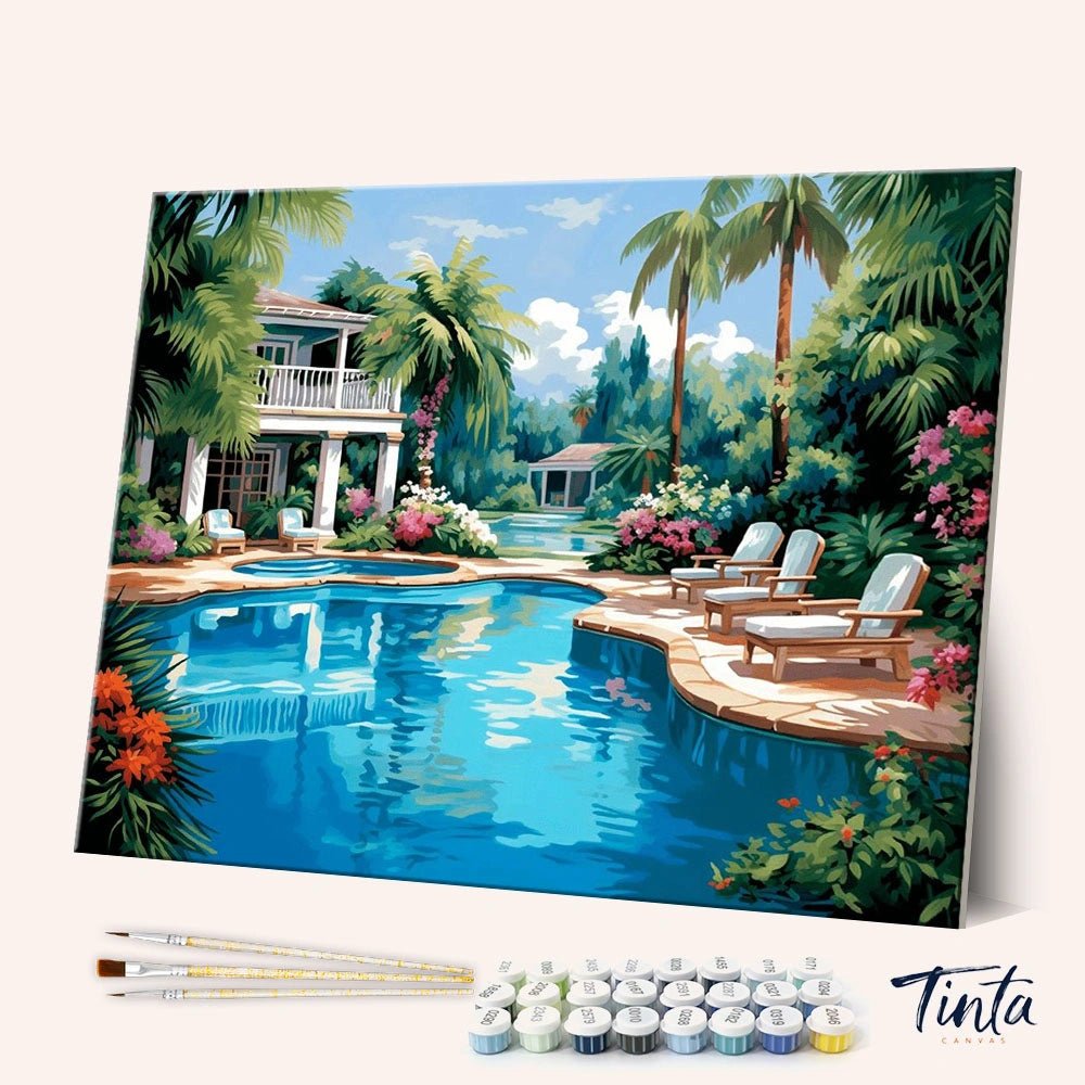 Tropical Garden Pool paint by numbers kit