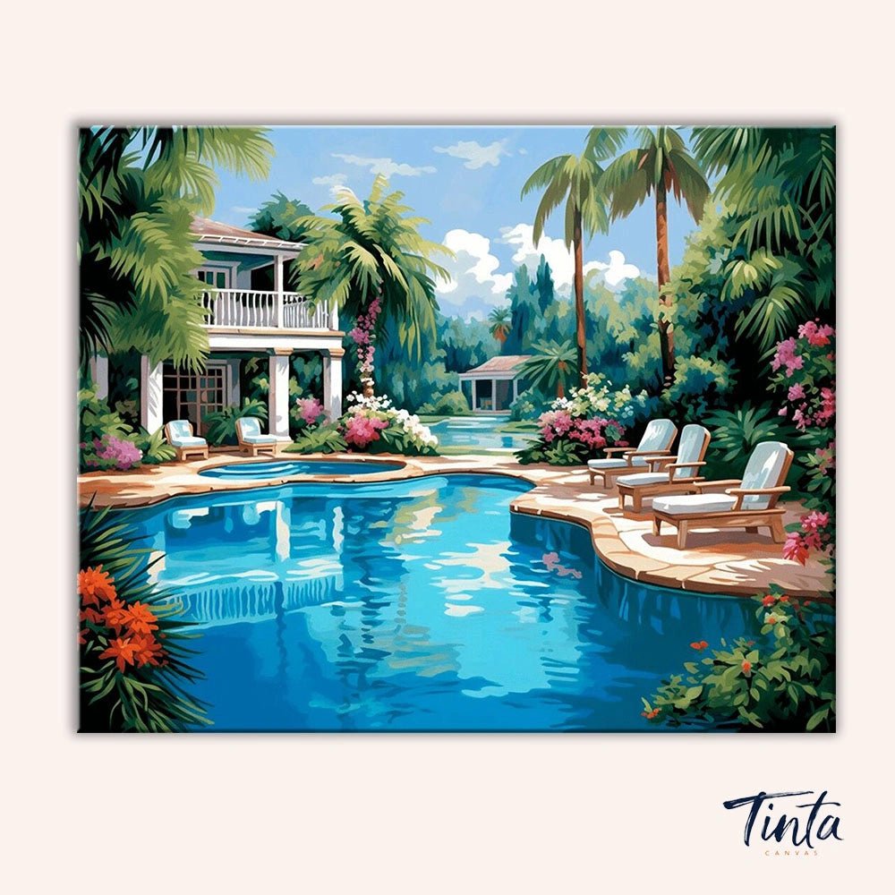 Tropical Garden Pool paint by numbers kit